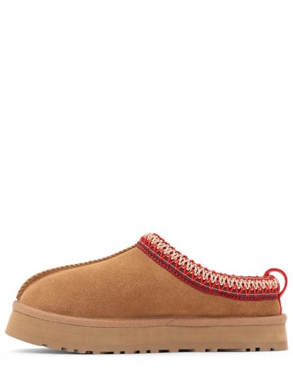 Brand New UGG Tazz Chestnut Suede Slip-On Mule with Red Trim - Picture 2 of 7